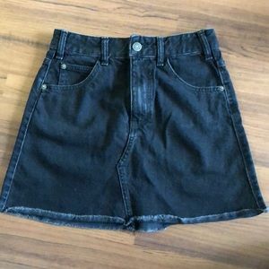 Black denim a line skirt